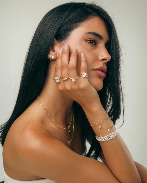 Anel de Prata Solitário Emerald Sofia Moissanite 8ct