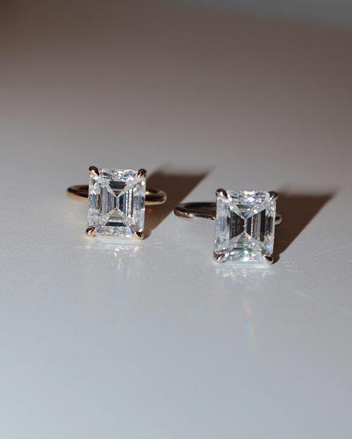 Anel de Prata Solitário Emerald Sofia Moissanite 8ct