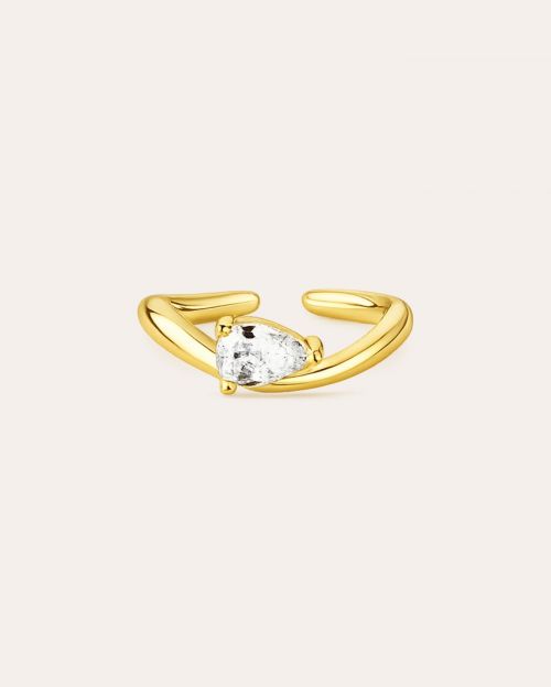 Anel de Prata Mindinho Gota Ouro (Pinky Ring)