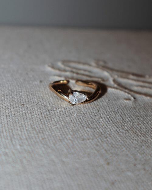 Anel de Prata Mindinho Gota Ouro (Pinky Ring)