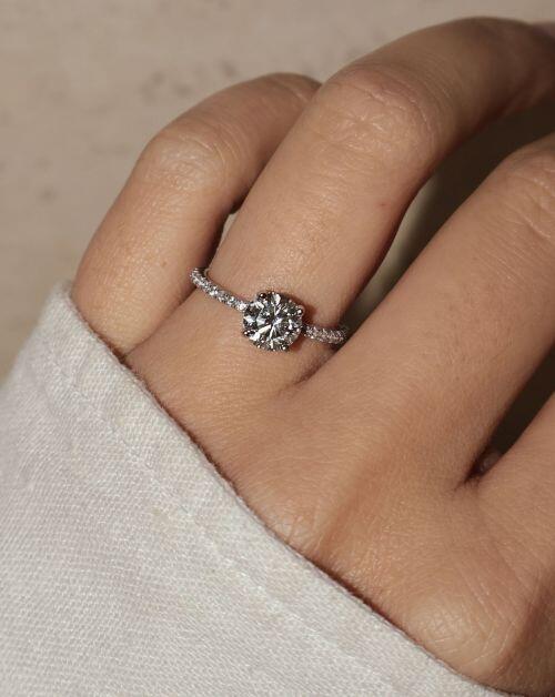 Anel de Prata Solitário Brilhante Cravejado Moissanite 1ct