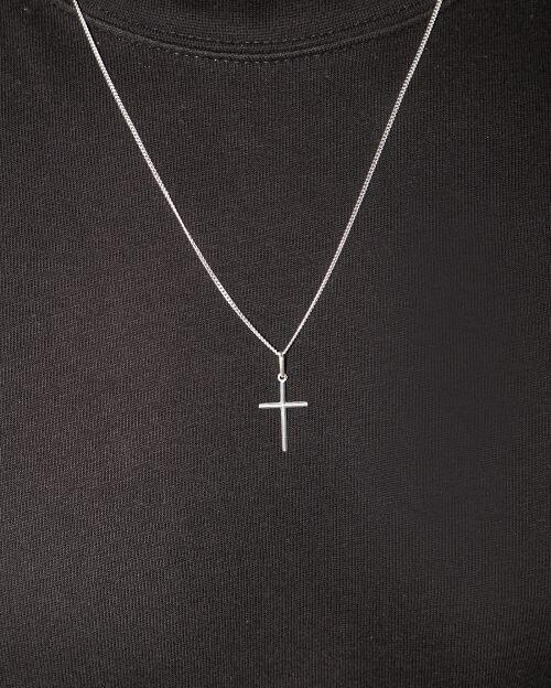 Corrente de Prata Mini Grumet com Crucifixo