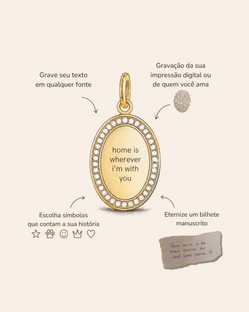 Colar de Prata Medalha Cravejada Personalizada