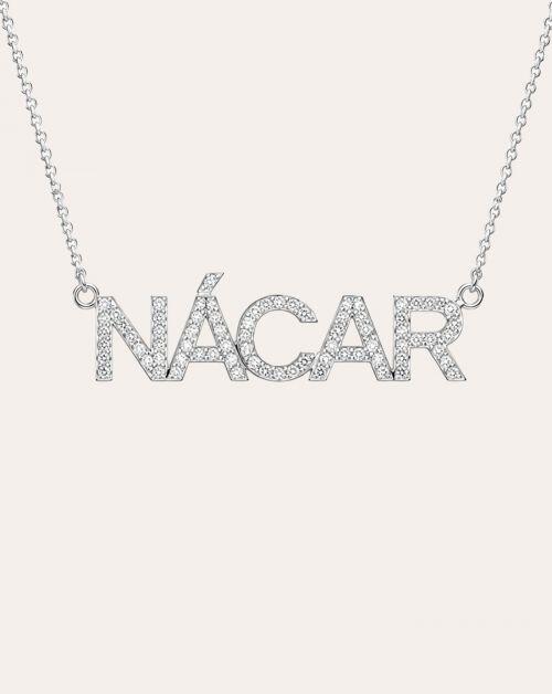 Colar de Prata Nome Signature Icon Cravejado Personalizado
