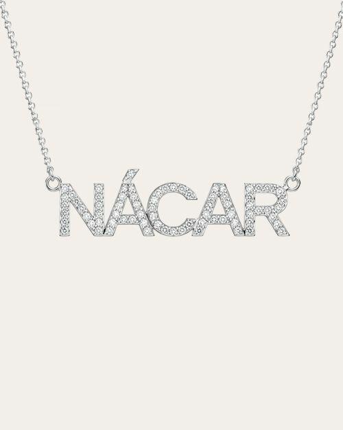 Colar de Prata Nome Signature Icon Cravejado Personalizado