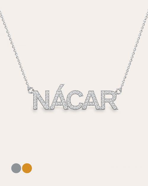Colar de Prata Nome Signature Icon Cravejado Personalizado