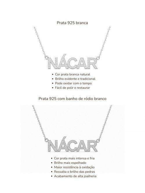 Colar de Prata Nome Signature Icon Cravejado Personalizado