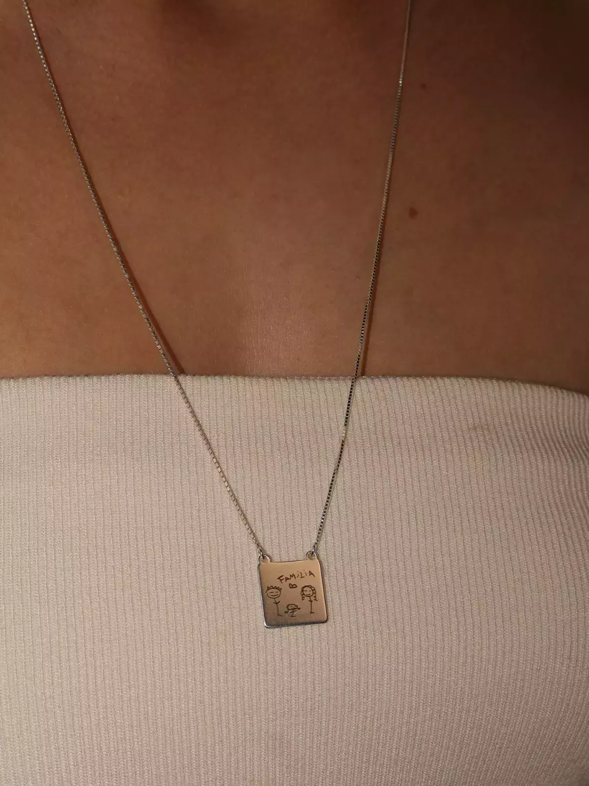 Escapulário de Prata Personalizado com 2 Fotos ou Frase