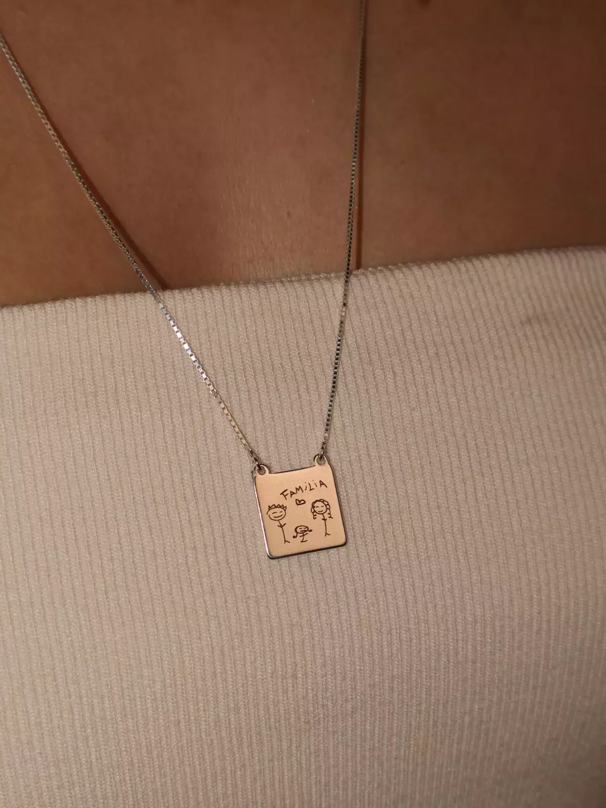Escapulário de Prata Personalizado com 2 Fotos ou Frase