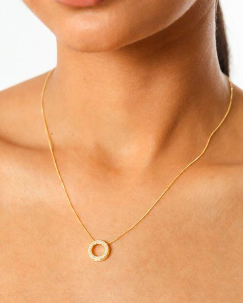 Colar de Prata de Circulo Vazado Cravejado