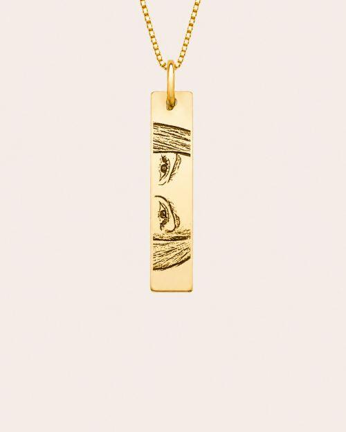 Colar de Prata Personalizado Medalha Retangular com 2 Fotos ou Frase