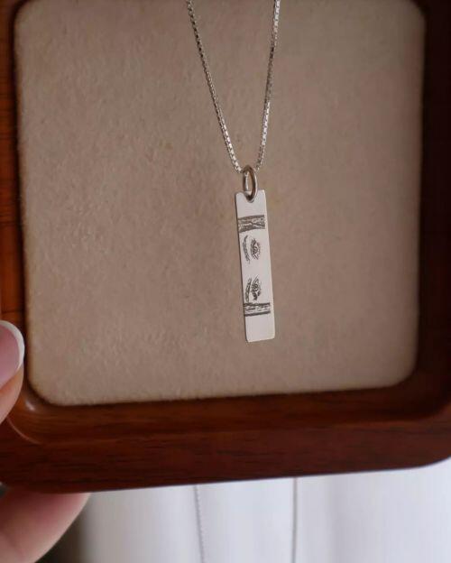 Colar de Prata Personalizado Medalha Retangular com 2 Fotos ou Frase