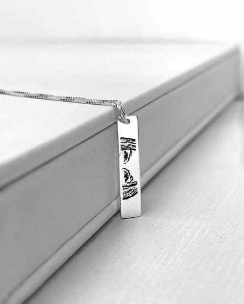 Colar de Prata Personalizado Medalha Retangular com 2 Fotos ou Frase