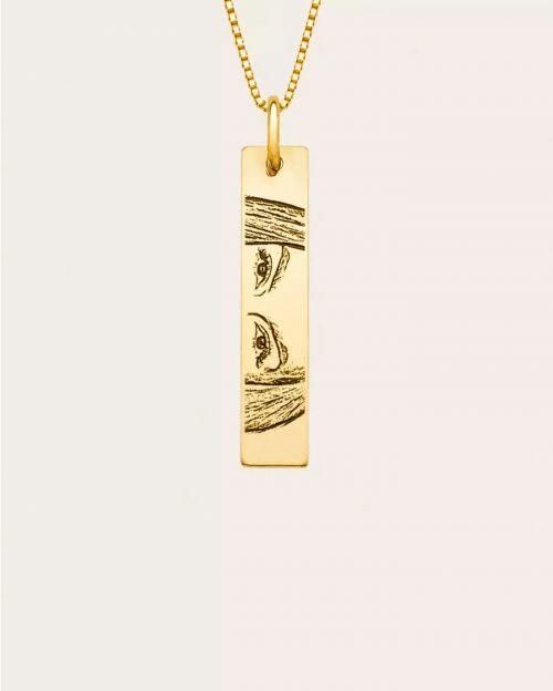 Colar de Prata Personalizado Medalha Retangular com 2 Fotos ou Frase