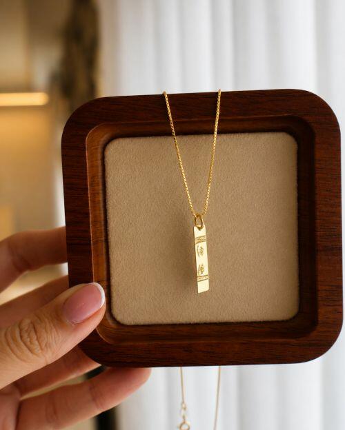 Colar de Prata Personalizado Medalha Retangular com 2 Fotos ou Frase
