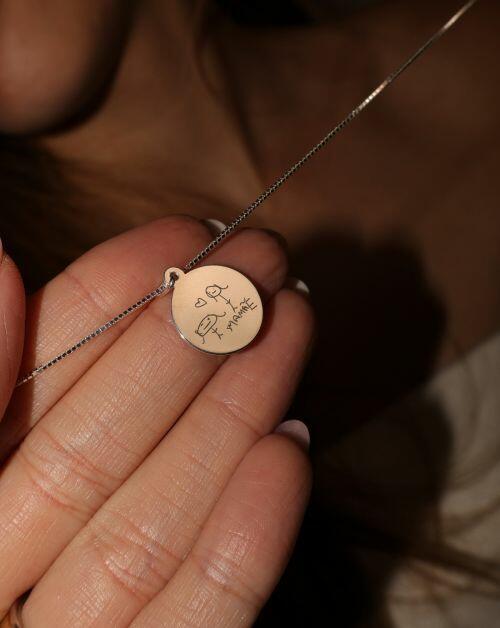 Colar de Prata Medalha Personalizada com 2 Fotos ou Frase