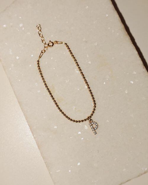 Pulseira de Prata Letra Inicial Ouro