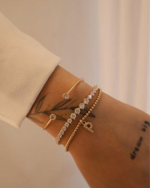 Pulseira de Prata Letra Inicial Ouro