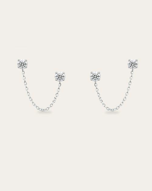 Brinco de Prata Solit�rio El� Brilhante