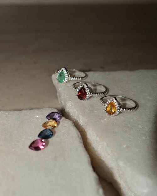 Anel de Formatura Pedra Natural Gota Classic Prata 925