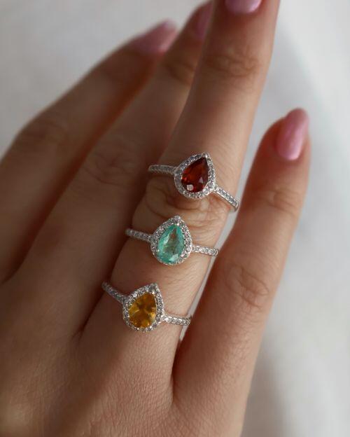 Anel de Formatura Pedra Natural Gota Classic Prata 925