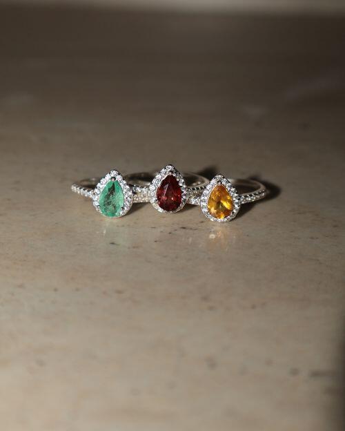 Anel de Formatura Pedra Natural Gota Classic Prata 925
