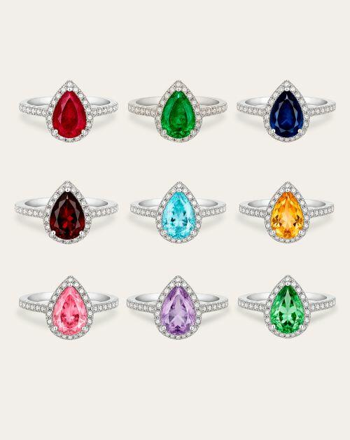 Anel de Formatura Pedra Natural Gota Classic Prata 925