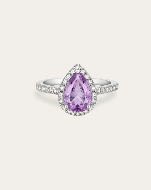 Anel de Formatura Pedra Natural Gota Classic Prata 925