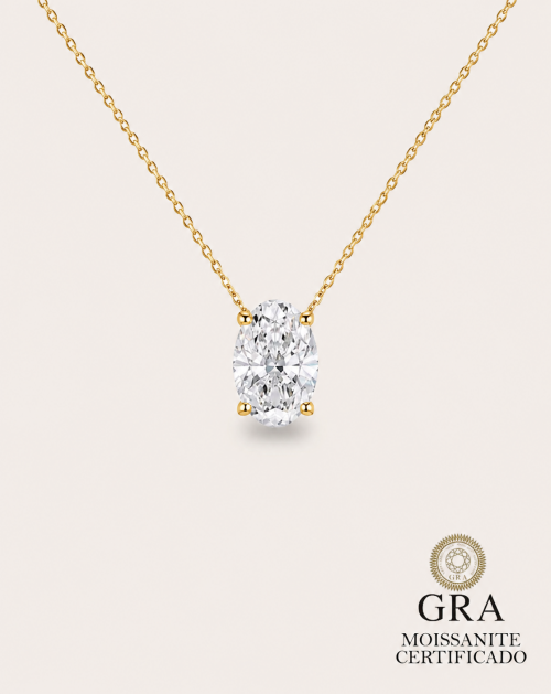 Colar de Prata Oval Hailey Moissanite 5ct