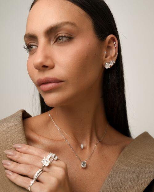 Colar de Prata Oval Hailey Moissanite 5ct