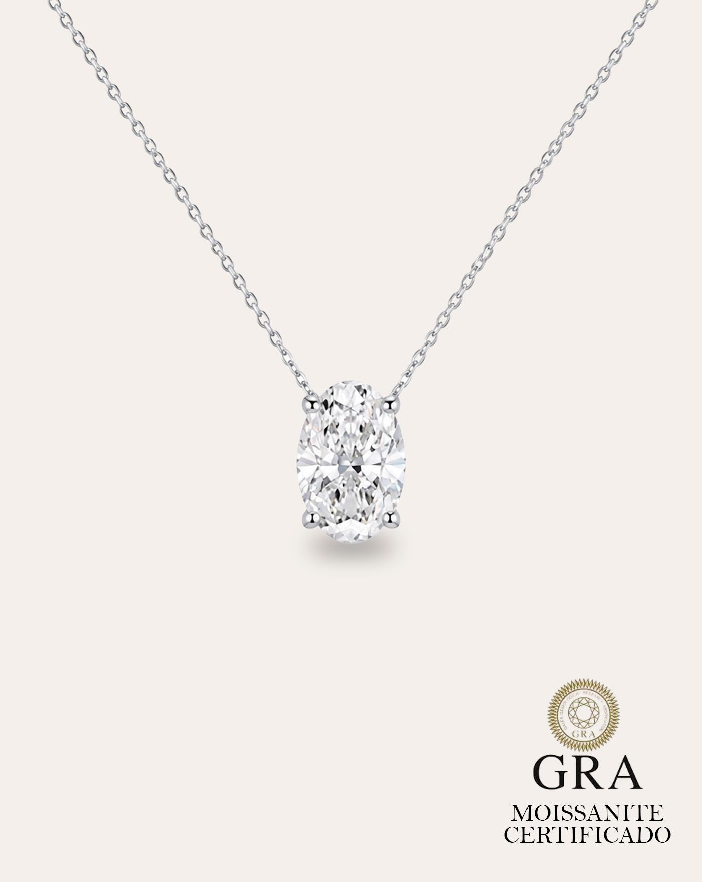 Colar de Prata Oval Hailey Moissanite 5ct