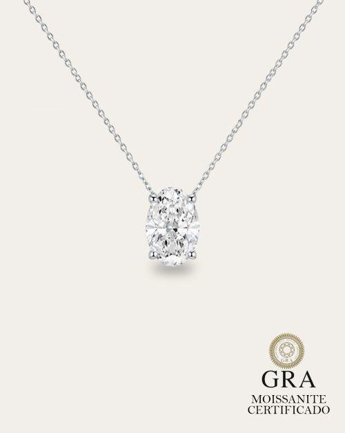 Colar de Prata Oval Hailey Moissanite 5ct
