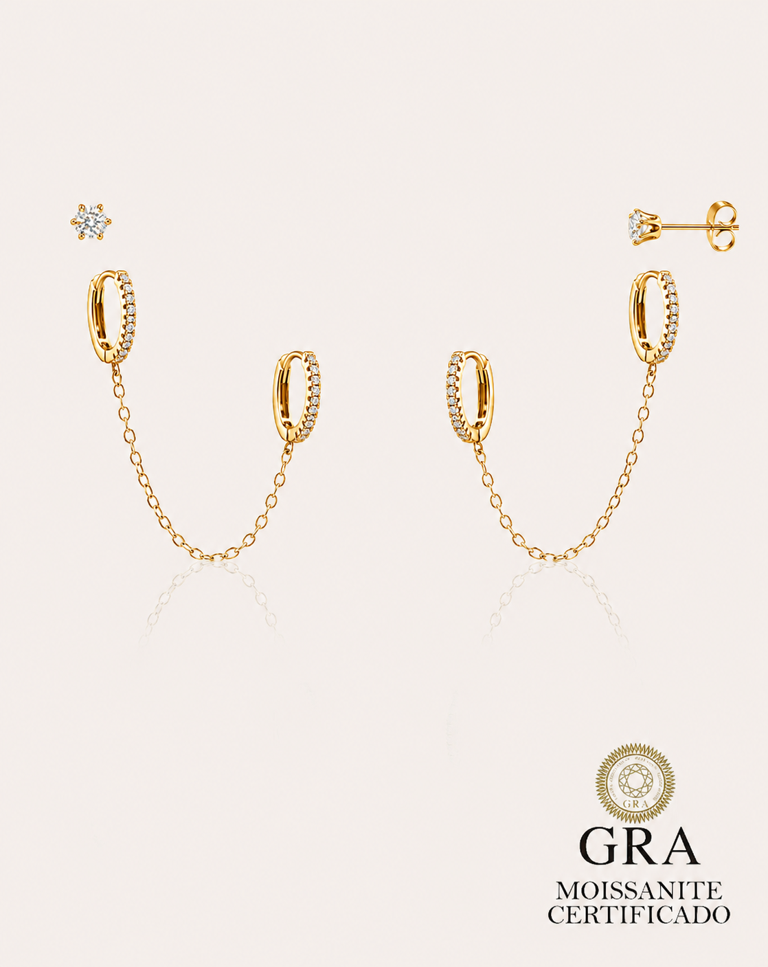 Kit Brinco Argola Glow de Prata Moissanite 0.1ct