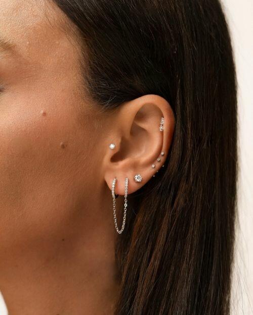 Kit Brinco Argola Glow de Prata Moissanite 0.1ct