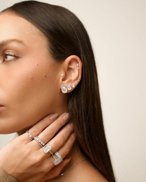 Brinco de Prata Oval Hailey Moissanite