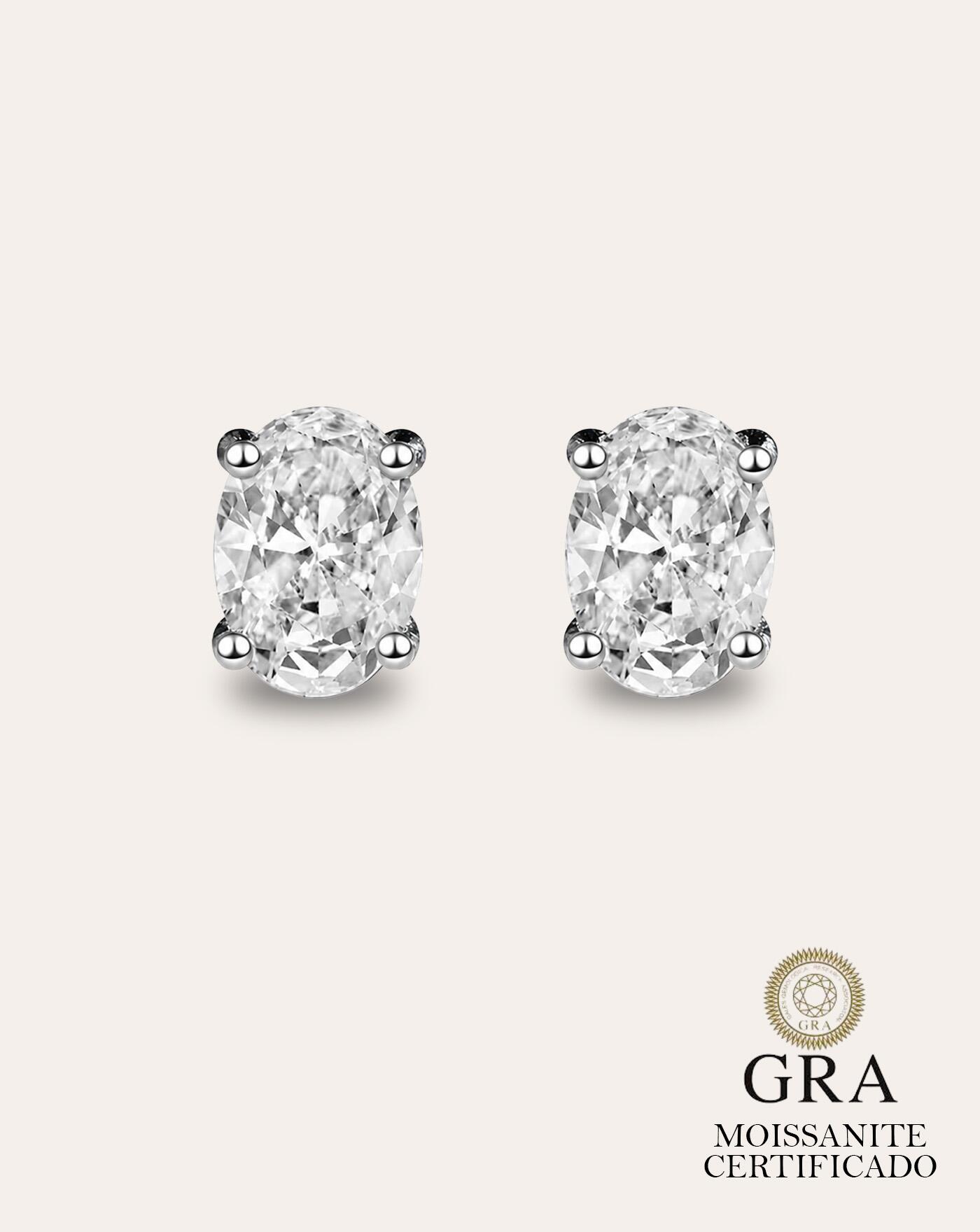 Brinco de Prata Oval Hailey Moissanite
