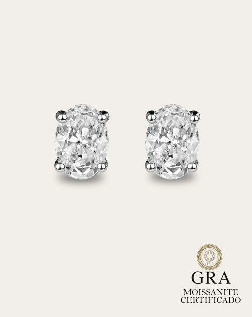 Brinco de Prata Oval Hailey Moissanite