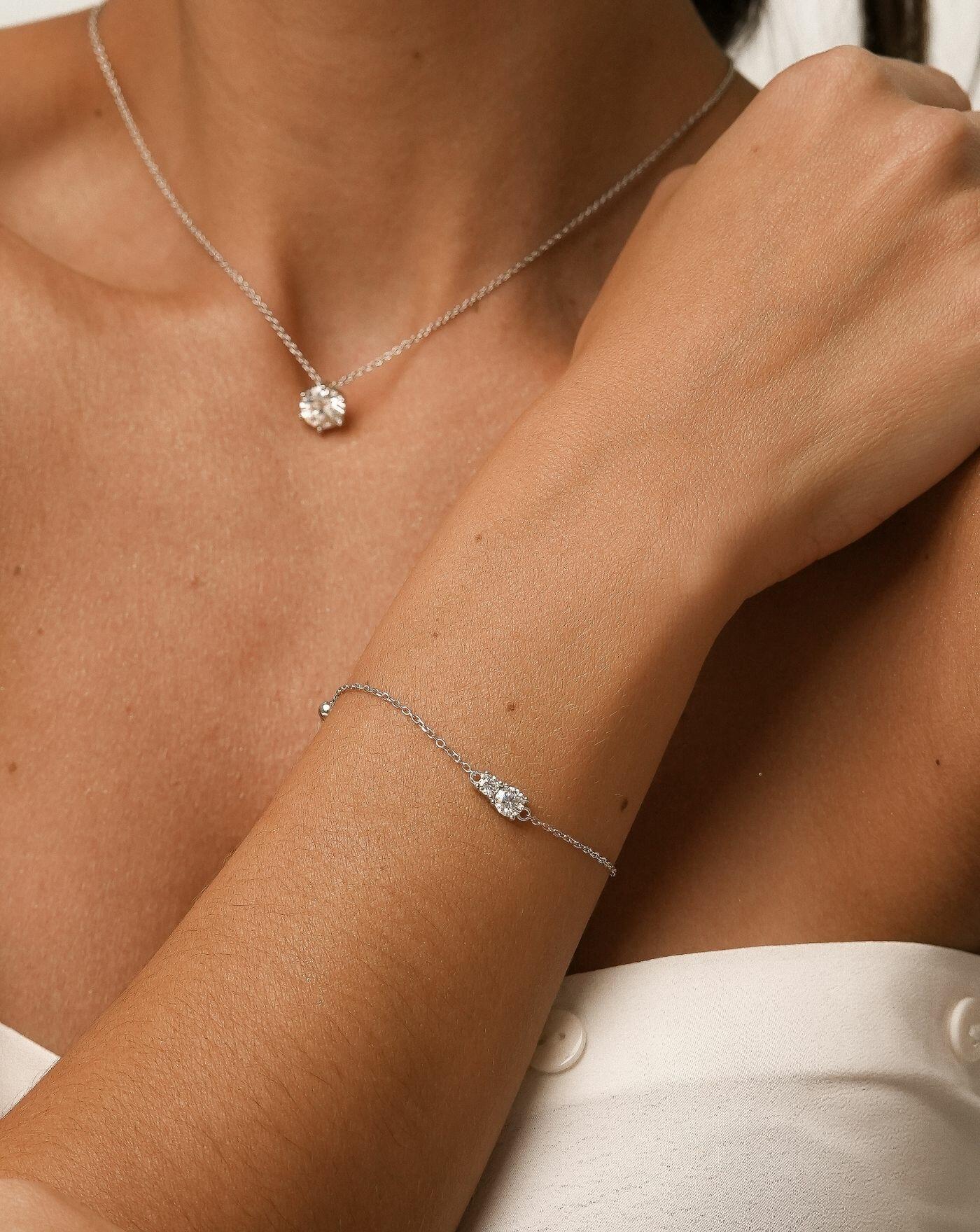 Pulseira de Prata Brilhante Duo Moissanite 0.5ct