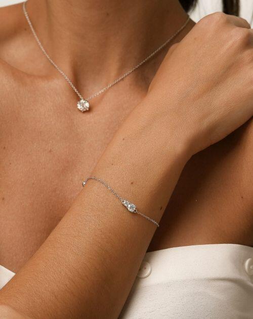 Pulseira de Prata Brilhante Duo Moissanite 0.5ct