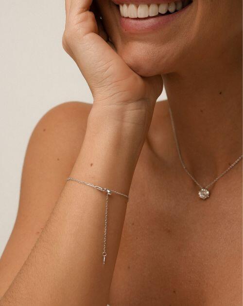 Pulseira de Prata Brilhante Duo Moissanite 0.5ct