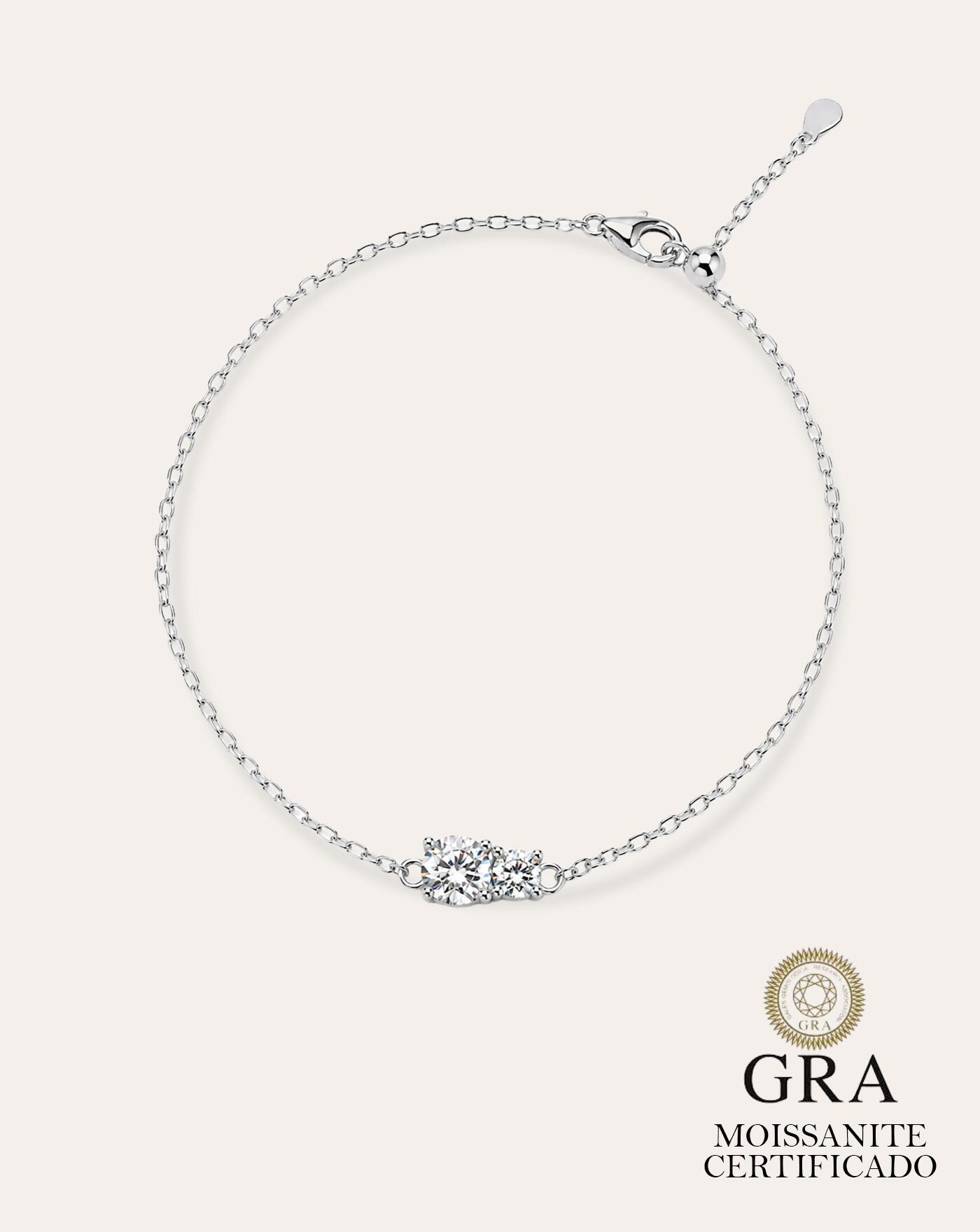 Pulseira de Prata Brilhante Duo Moissanite 0.5ct