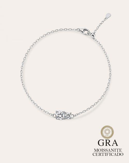 Pulseira de Prata Brilhante Duo Moissanite 0.5ct
