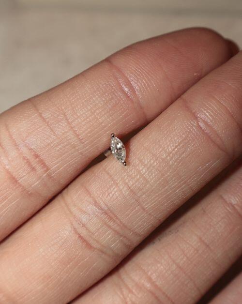 Piercing de Prata Marquise 5mm Moissanite 0.2ct