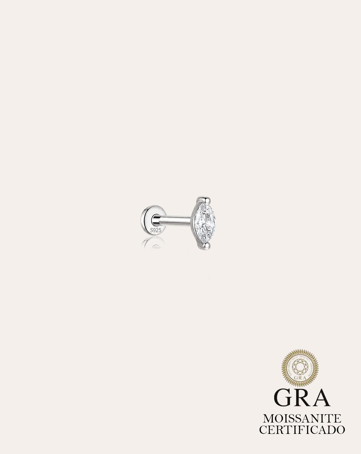 Piercing de Prata Marquise 5mm Moissanite 0.2ct