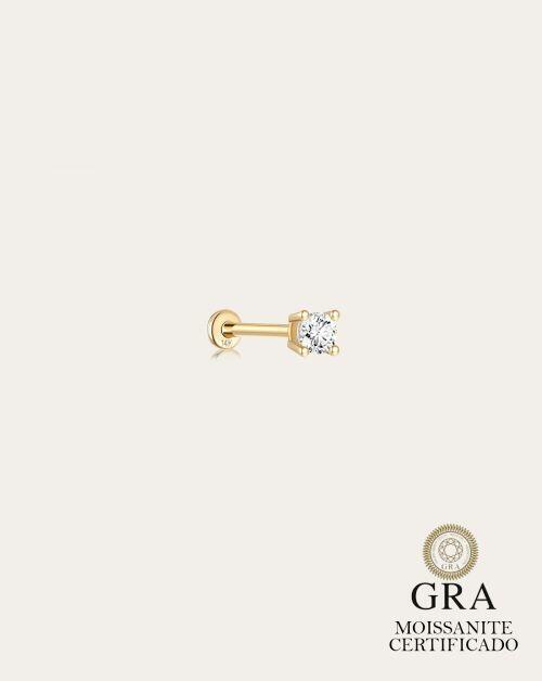 Piercing de Prata Brilhante Ponto de Luz 3mm Moissanite 0.1ct
