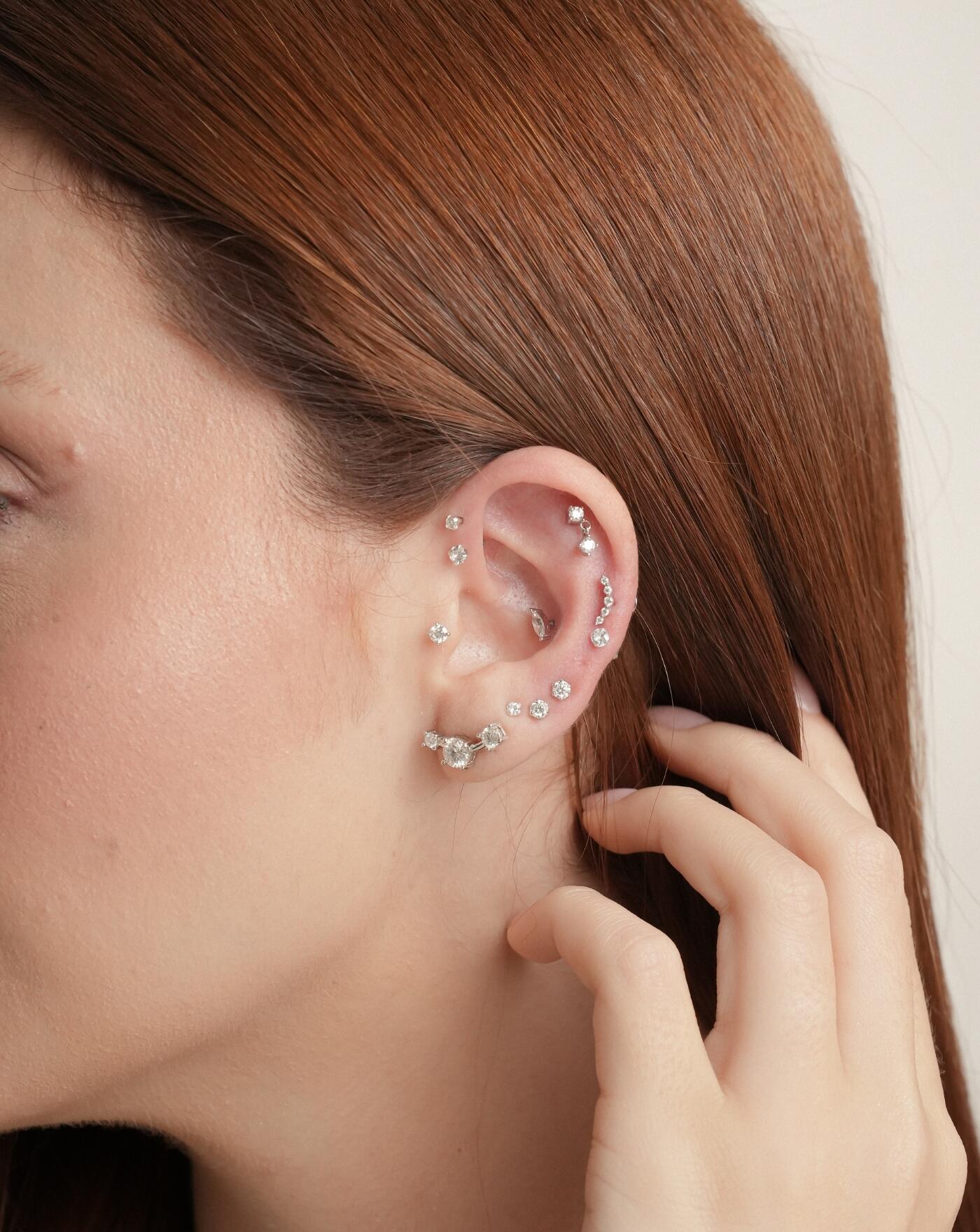 Piercing de Prata Brilhante Ponto de Luz 3mm Moissanite 0.1ct
