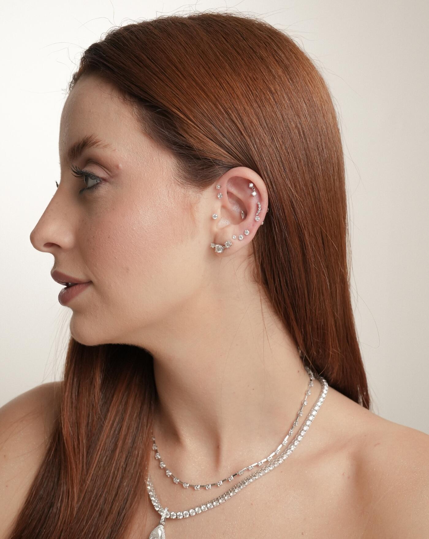 Piercing de Prata Brilhante Ponto de Luz 3mm Moissanite 0.1ct