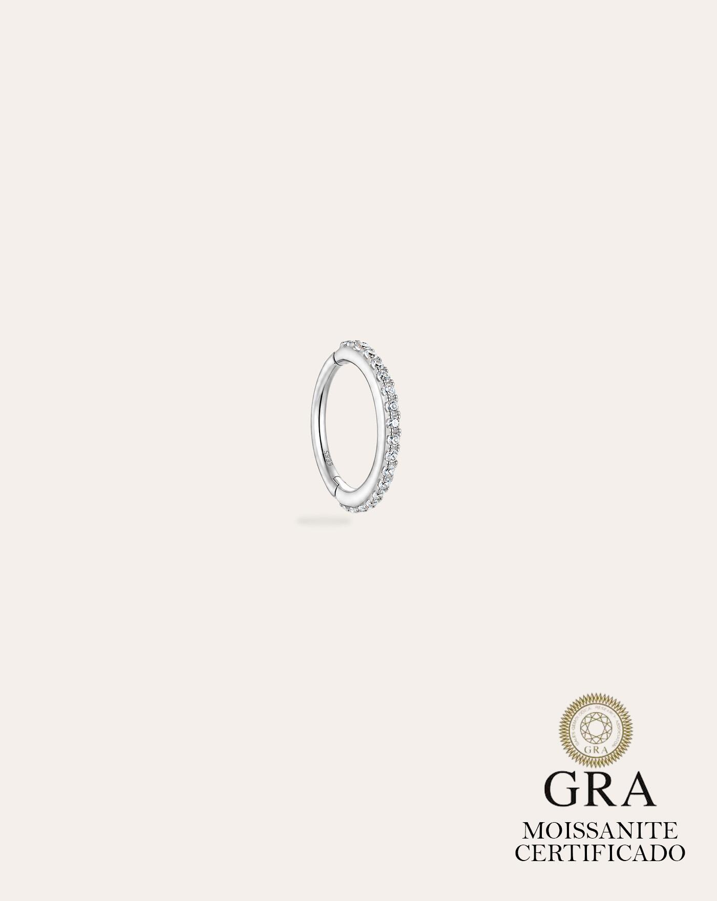 Piercing de Prata Argola 7mm Moissanite 0.005ct