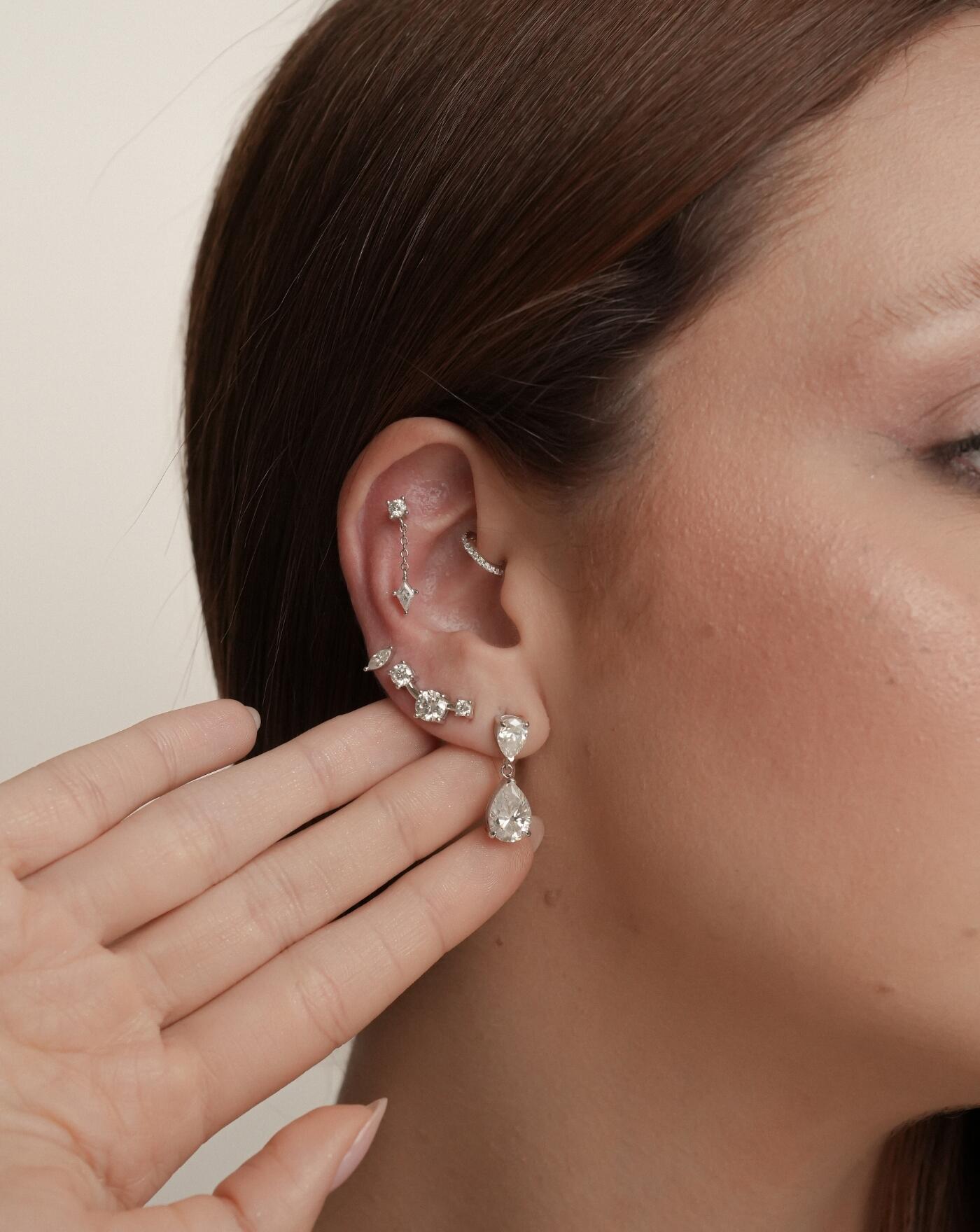 Piercing de Prata Argola 7mm Moissanite 0.005ct