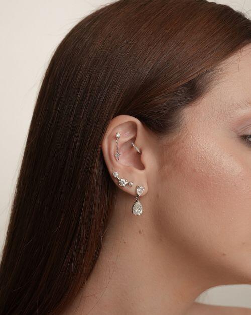 Piercing de Prata Argola 7mm Moissanite 0.005ct
